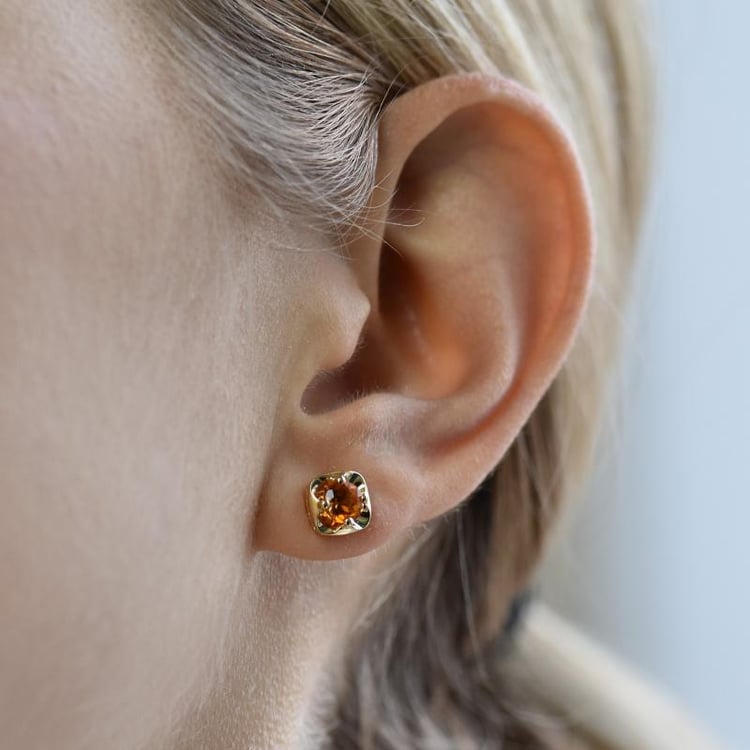 Zlaté náušnice s citrínmi Alisa 27156