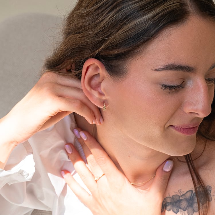 Strieborné cluster kruhové náušnice s topazmi, quartzmi a olivíny Limone 143229