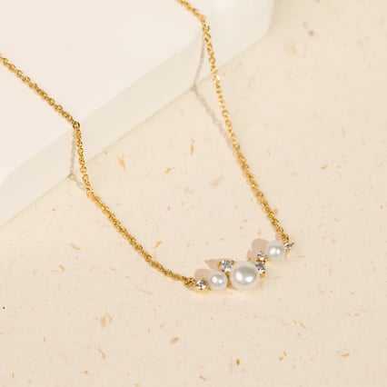 Strieborný perlový náhrdelník s bielymi topásmi Tahira