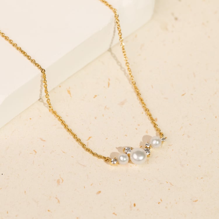 Strieborný perlový náhrdelník s bielymi topásmi Tahira 163950