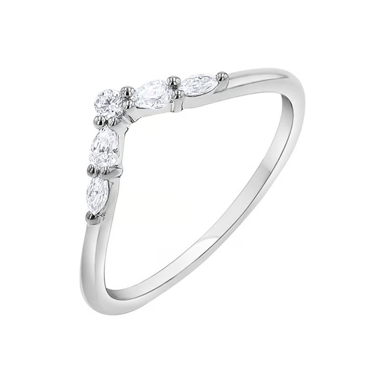 Vykrojený rozvodový prsteň s round, pear a marquise lab-grown diamantmi Iman 166220