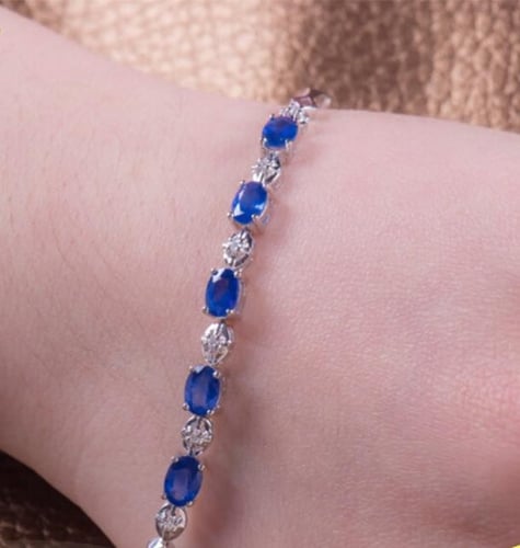Zlatý náramok s 3.01ct zafírmi a diamantmi Lenora