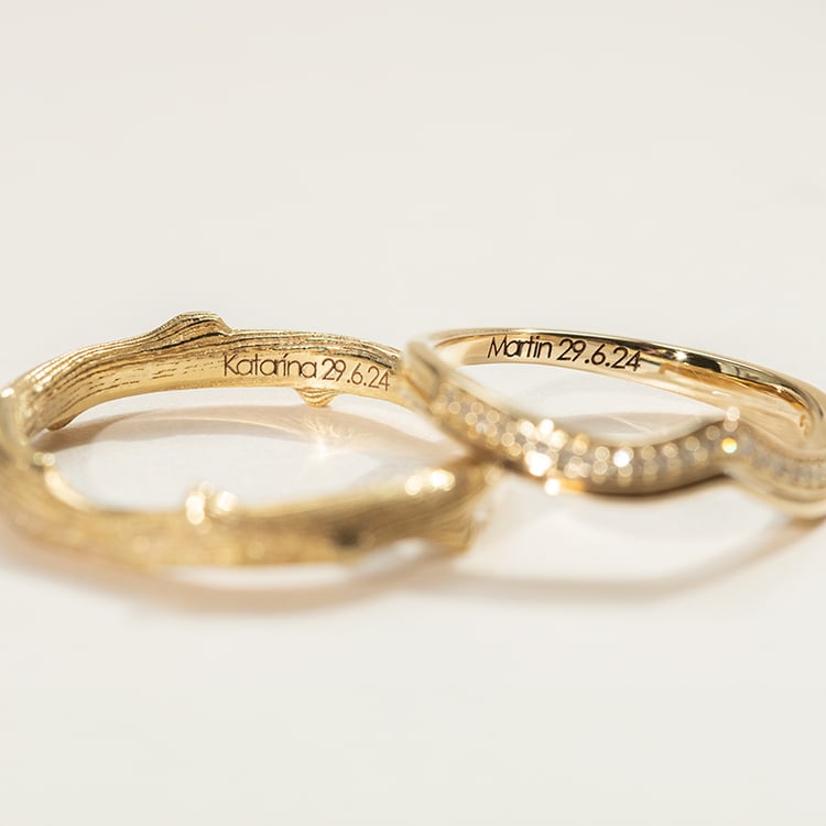 Svadobné obručky v tvare vetvičiek Ackley 138523