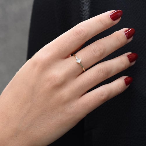 Zlatý zásnubný set prsteňov s certifikovaným GIA 0.19ct princess diamantom Elil