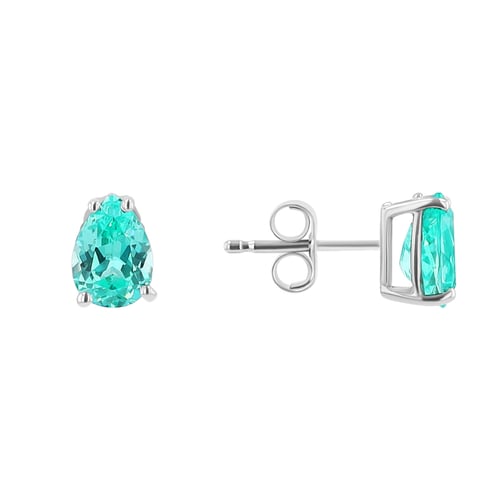 Zlaté náušnice s pear lab-grown paraiba turmalínom Ida
