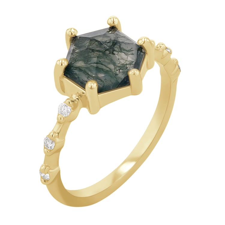 Jedinečný prsteň s machovým achátom Lacy 112896