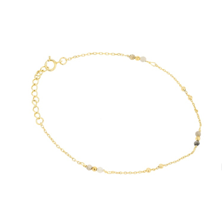 Strieborný pozlátený náramok so smaragdovými korálkami Amali