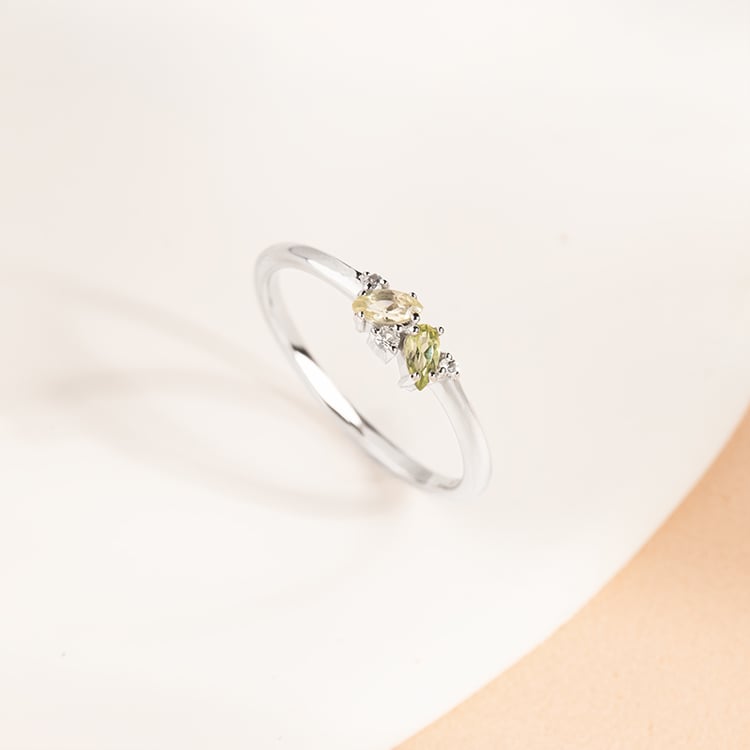 Strieborný cluster prsteň s topazmi, quartzmi a olivíny Verano 149136