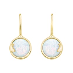 Zlaté detské náušnice s bielymi opálmi Yusha