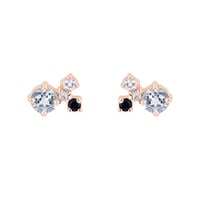 Cluster náušnice s akvamarínom, zafírom, mesačným kameňom a diamantom Kerrie