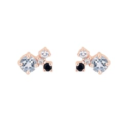 Cluster náušnice s akvamarínom, zafírom, mesačným kameňom a diamantom Kerrie