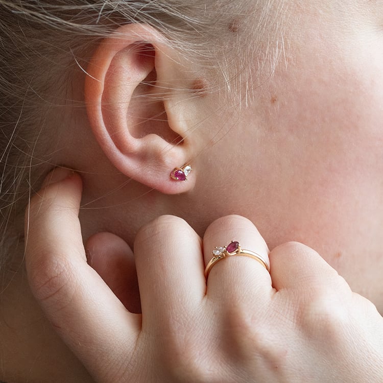 Prsteň Toi et Moi s rubínom a lab-grown diamantom Ife 134932