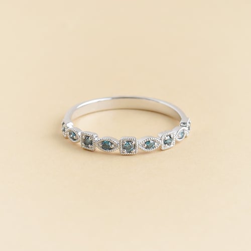 Zlatý eternity prsteň s modrými diamantmi Tully