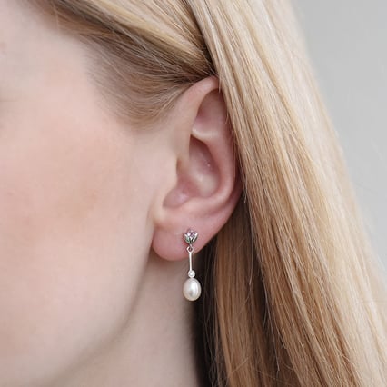 Perlové náušnice so zafírmi a diamantmi Zina