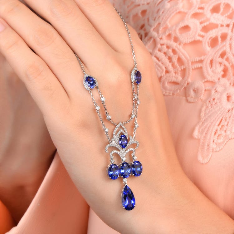 Tanzanitový náhrdelník s diamantmi 9835