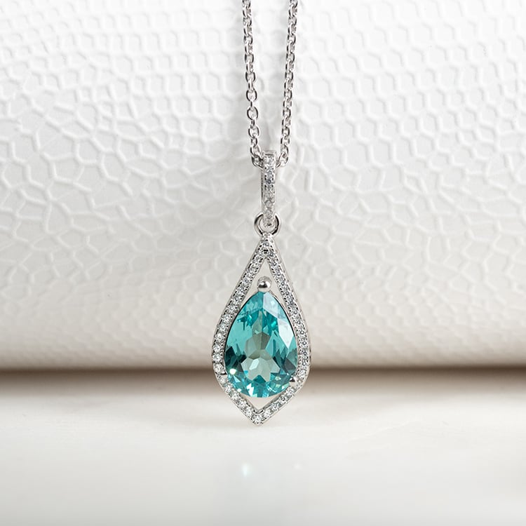 Strieborný prívesok so simulovaným turmalínom a zirkónmi Lauar 133319