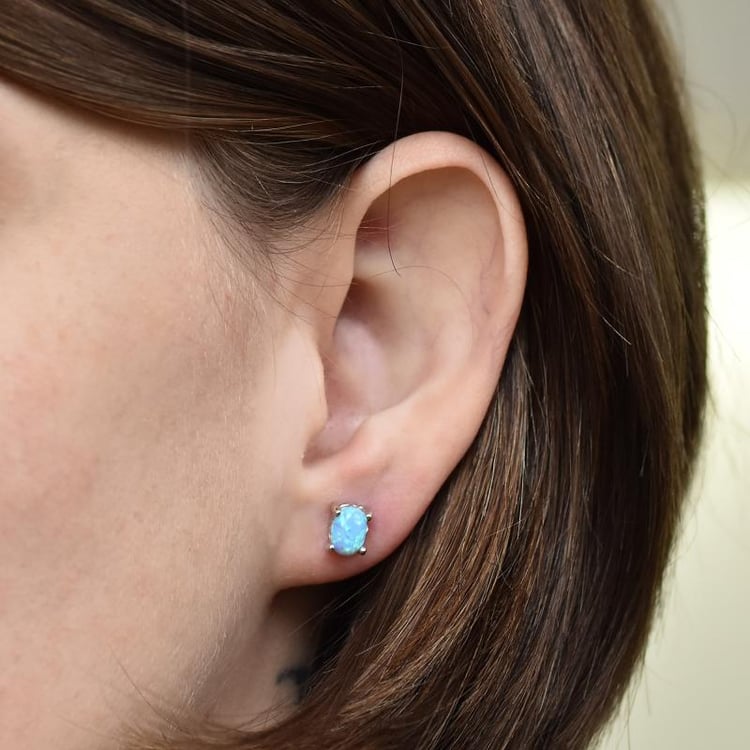 Strieborné náušnice s modrými opálmi Oren 26117