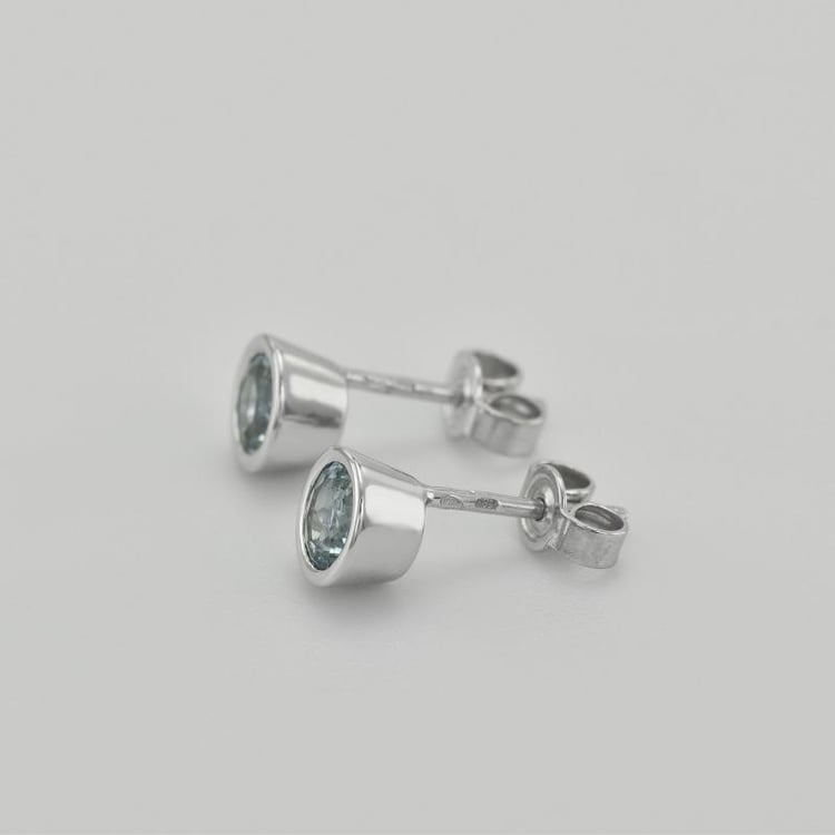 Bezel náušnice s akvamarínmi 40800