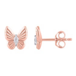 Zlaté náušnice v tvare motýľa s lab-grown diamantmi Anna