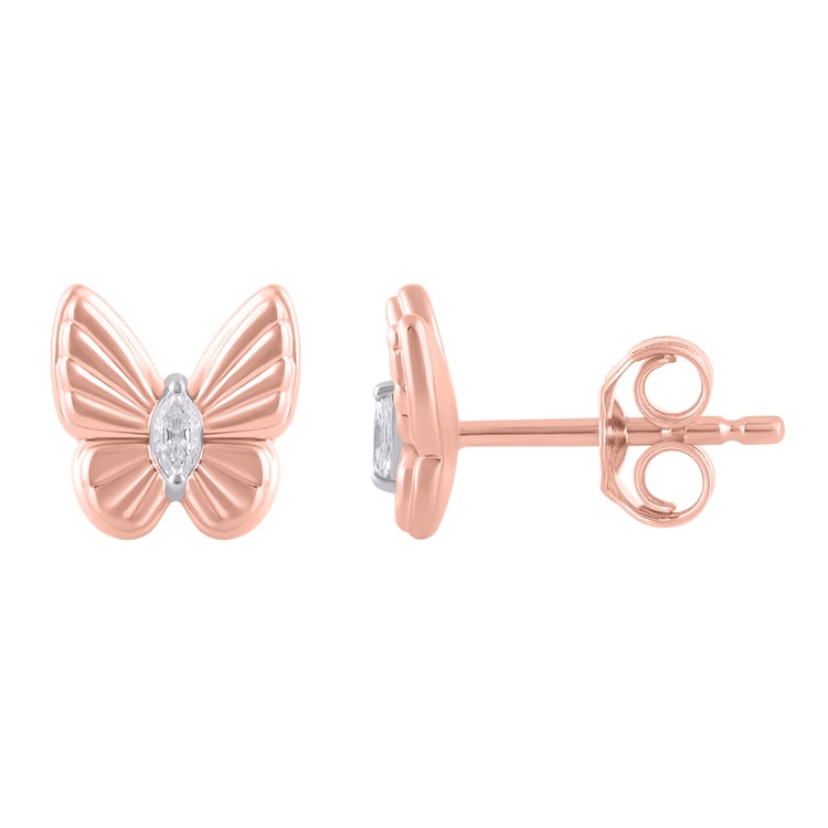 Zlaté náušnice v tvare motýľa s lab-grown diamantmi Anna 158634