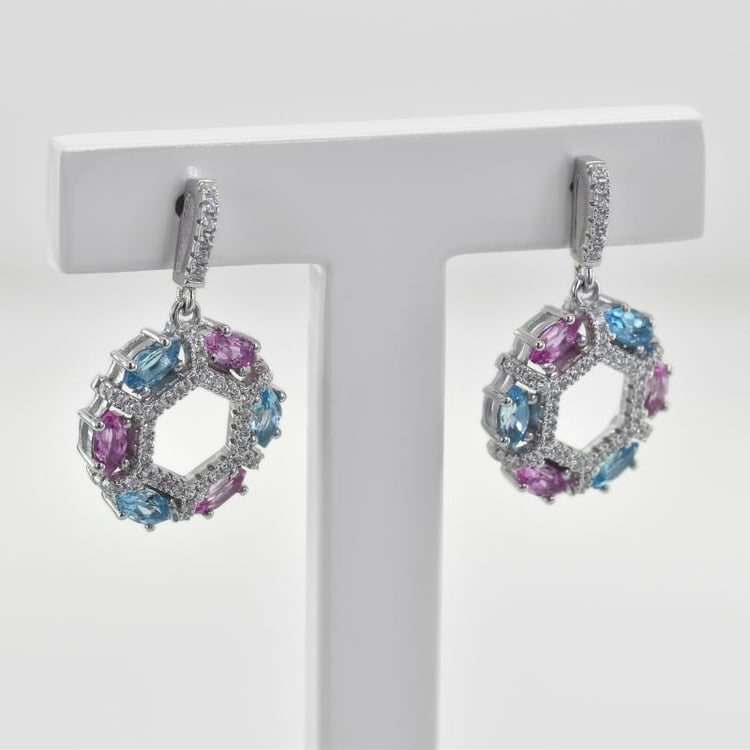 Elegantné náušnice zo striebra s topásmi 43936