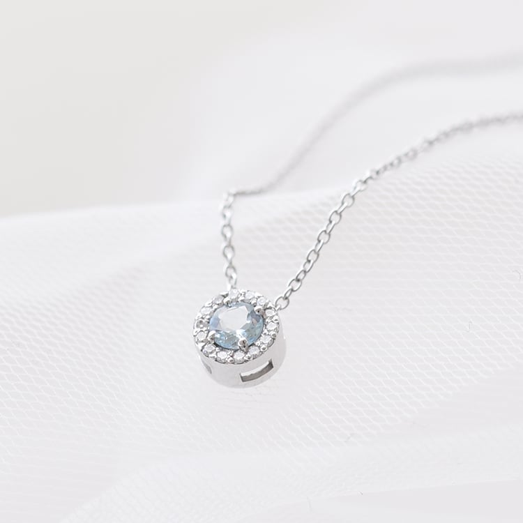 Náhrdelník s akvamarínom a diamantmi 60994