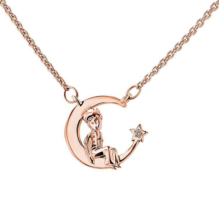 Náhrdelník v tvare mesiaca s diamantom Malý princ 148382