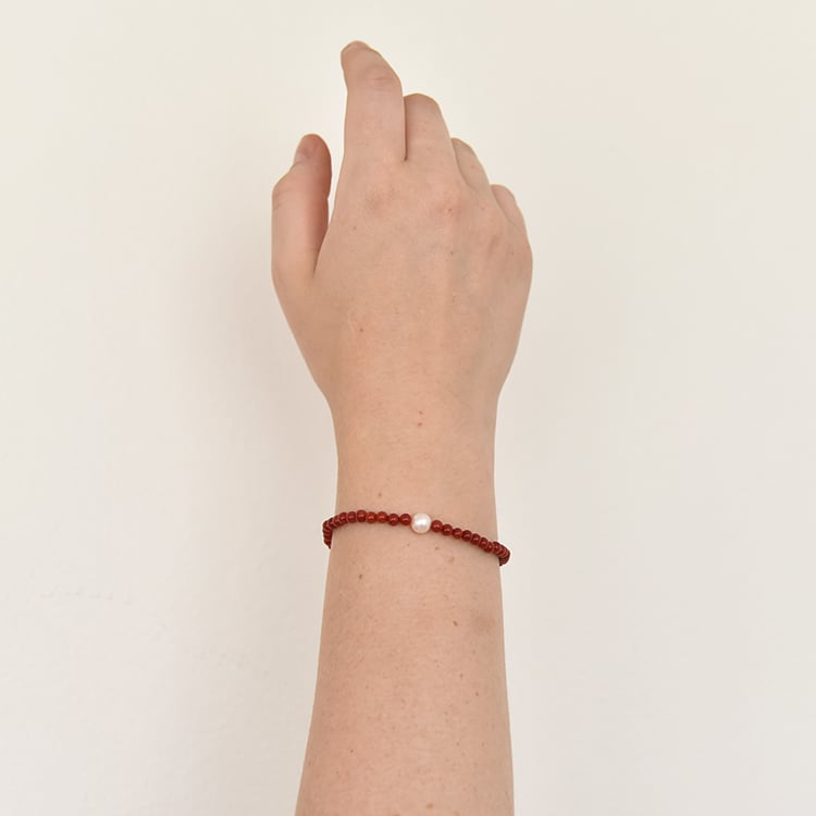 Koralový strieborný náramok s perlou Ammara 109208