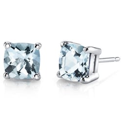 Zlaté náušnice s cushion akvamarínmi Chelsyna