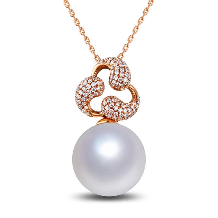 Perlový zlatý náhrdelník s diamantmi Banys