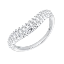 Half eternity zvlnený strieborný prsteň s lab-grown diamantmi Sven