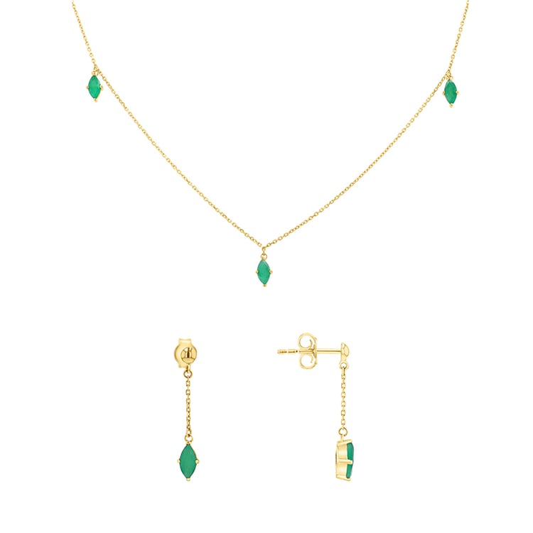 Zlatá kolekcia šperkov s brazílskymi smaragdmi Raíz