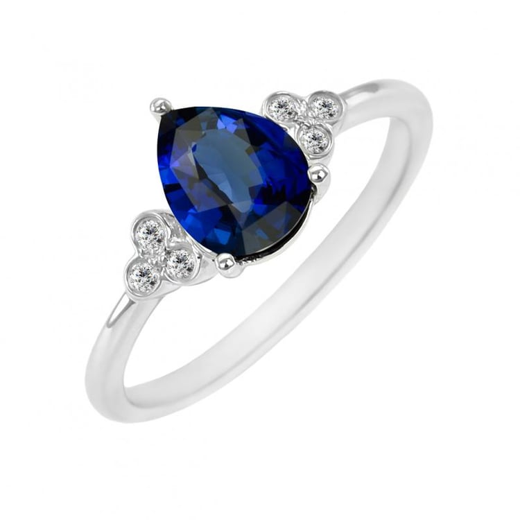 Zlatý zásnubný prsteň so zafírom a diamantmi Melisa