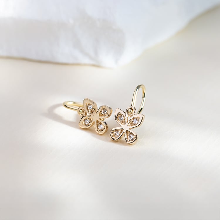 Zlaté detské náušnice motýlik s lab-grown diamantmi Madeleine 151741