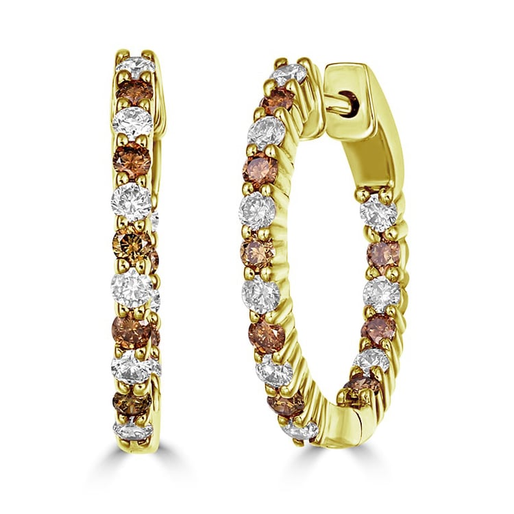 Zlaté náušnice s champagne diamantmi 77800