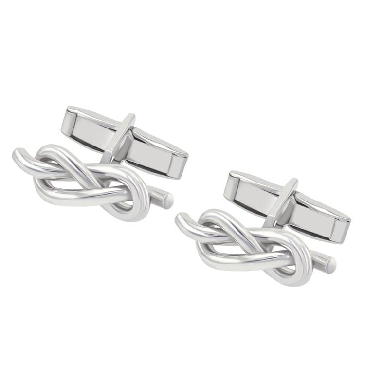 Strieborné manžetové gombíky s uzlom