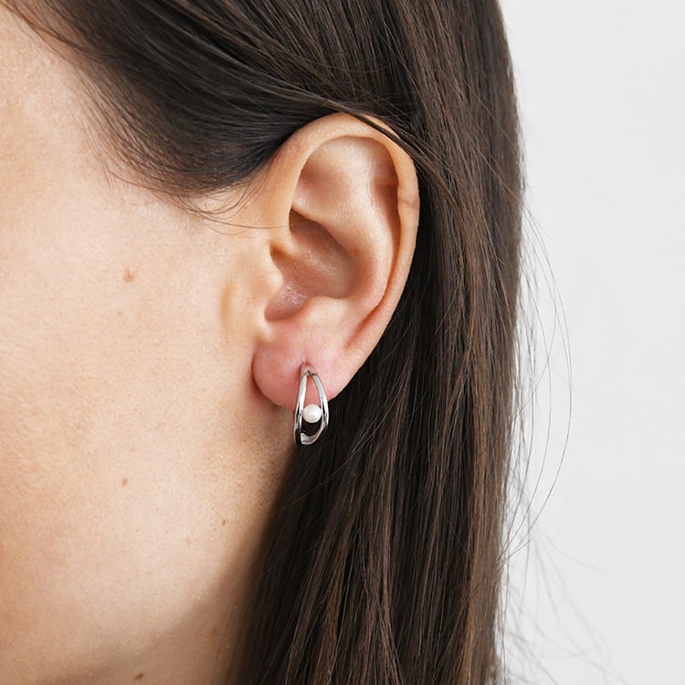 Strieborné kruhové náušnice s perlami Ariana 116025