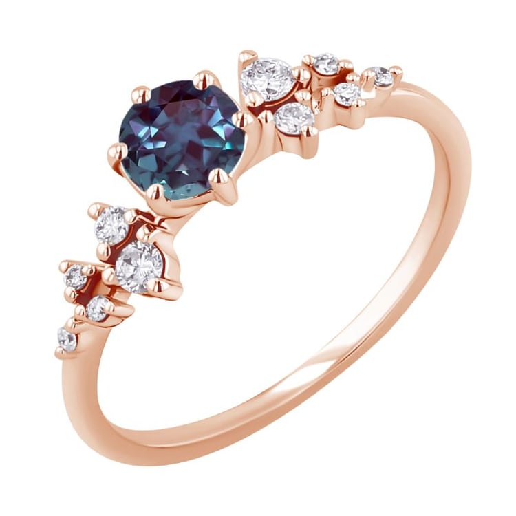 Zásnubný prsteň s lab-grown alexandritom a lab-growndiamantmi Olha 151017