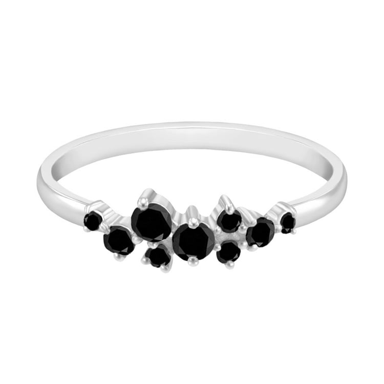 Cluster prsteň z bieleho zlata s čiernymi diamantmi Isolde