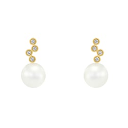 Zlaté náušnice s perlami a diamantmi Nemezis