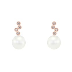 Zlaté náušnice s perlami a diamantmi Nemezis