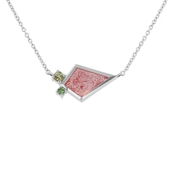 Náhrdelník s jahodovým achátom, olivínom a tsavorit granátom Luca