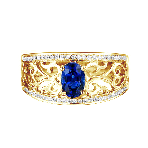 Zlatý prsteň so zafírom a diamantmi 79248