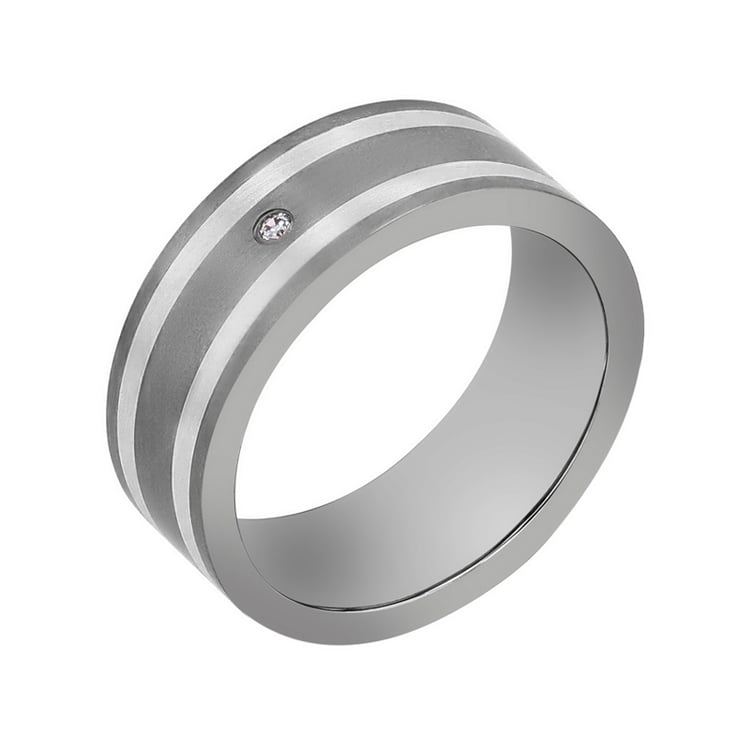 Snubné prstene z titánu a zlata s diamantom Nojus 107453