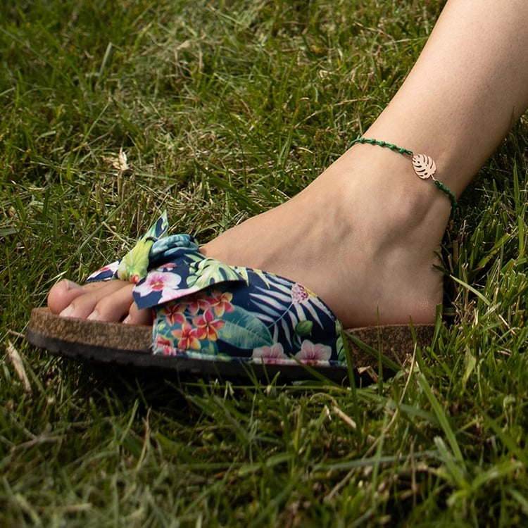 Strieborný povrázkový náramok s listom Monstera 108802