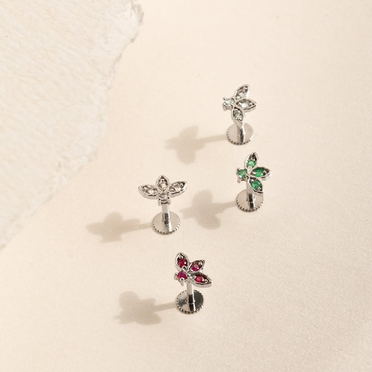 Zlatá piercing náušnica s rubínmi Ciera 138280