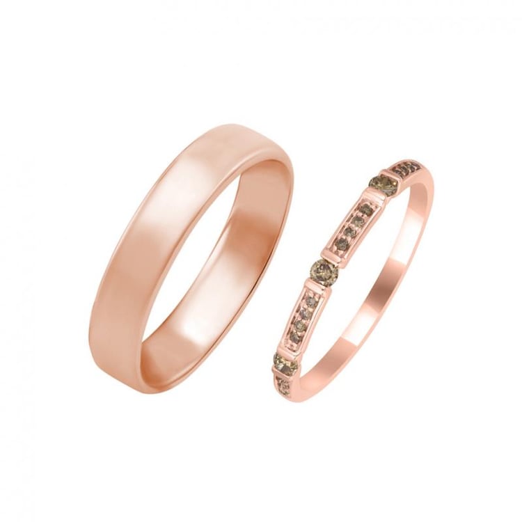 Svadobné obrúčky zo zlata s champagne diamantmi