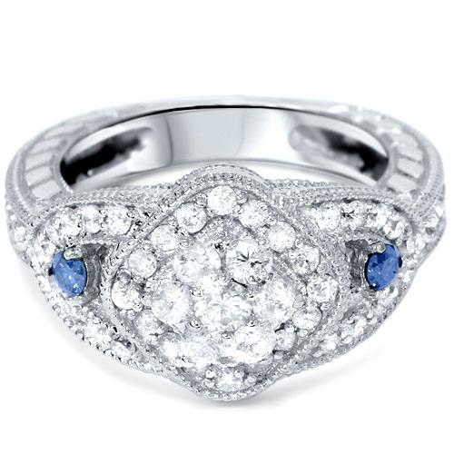 Diamantový zásnubný prsteň s dvojicou modrých diamantov 4460