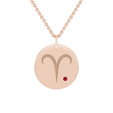 Strieborný prívesok so znamením a rubínom Baran 103394