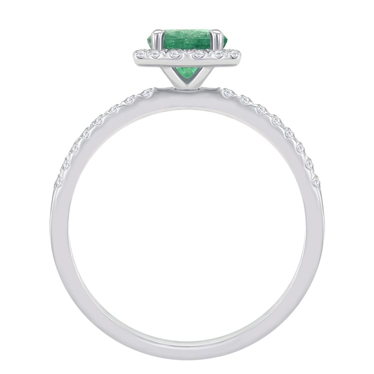 Zlatý prsteň s halo osadeným smaragdom a diamantmi Klienn 48632